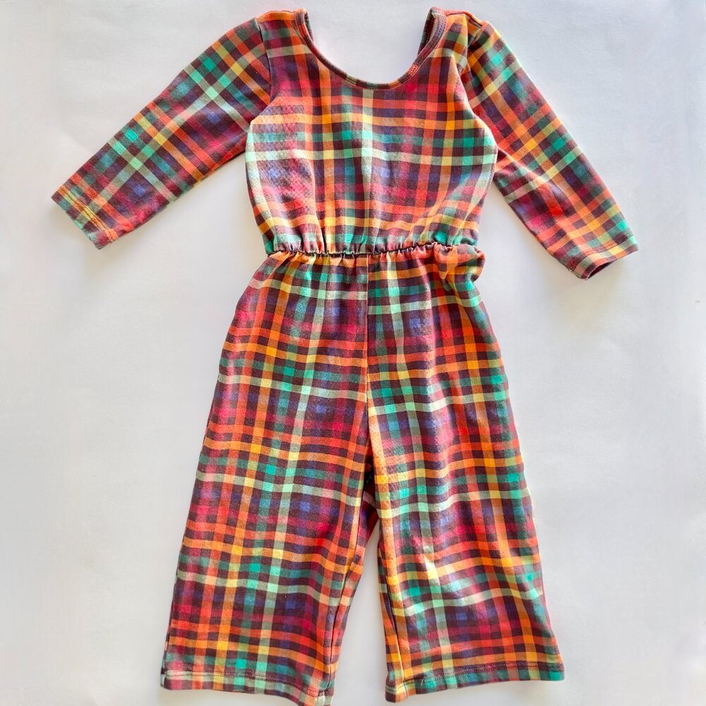 Alice + Ames Rainbow Plaid Jumpsuit 3T Long Sleeve Wide Leg Fall Romper